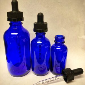blue glass tincture bottles